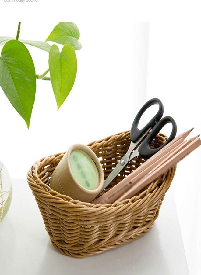ANRUIDE 2 Pack Polyester Wicker Bread Basket Imitation Rattan Braid Basket Woven Table Food Fruit Vegetable Service Basket for Restaurant Service Display Home Outdoor Dining Room - Image 5